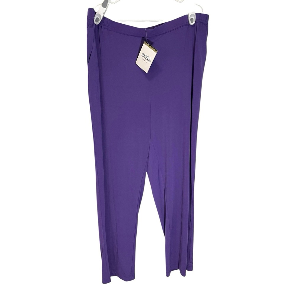 *NEW Bob Mackie Wearable‎ Art 1X Purple Wide-Leg Pull-On Pants Flowy Comfy QVC